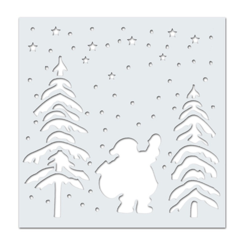 Bộ 2 Khuôn Vẽ Trang Trí Thẻ Hình Cây Thông Giáng Sinh Tái Sử Dụng Được DIY