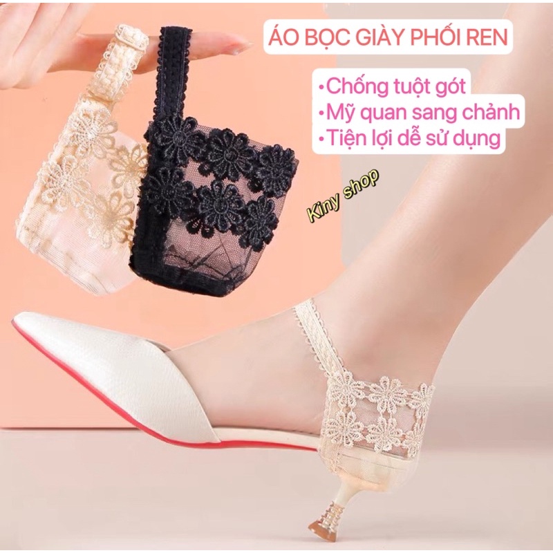 [MẪU MỚI] ÁO BỌC GIÀY CHỐNG TUỘT GÓT PHỐI REN CAO CẤP
