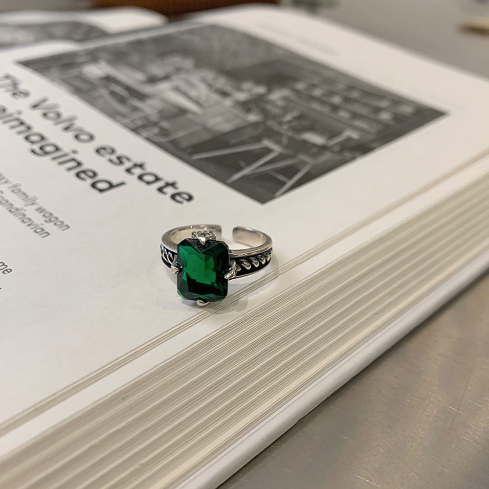 Nhẫn Đeo Tay Kim Loại Màu Xanh Lá Phong Cách Vintage Thời Trang