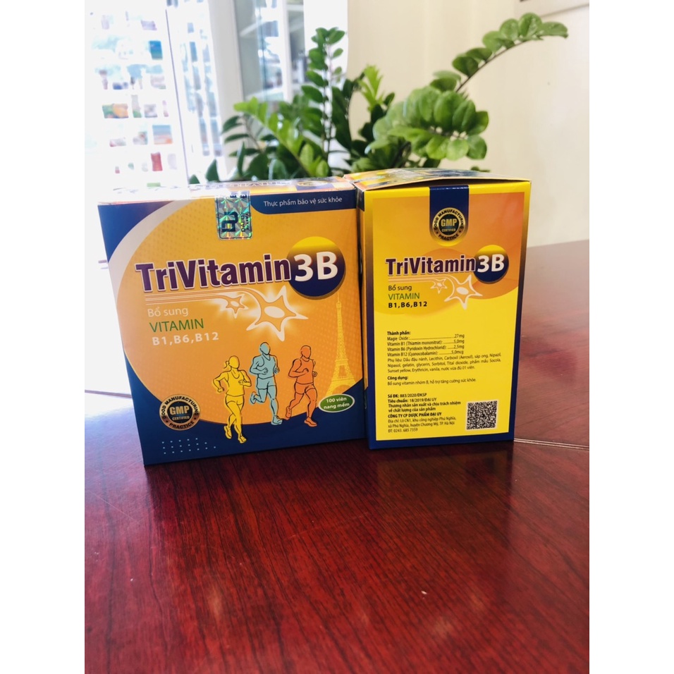 Tri Vitamin 3B bồi bổ sức khỏe,nâng cao thể trạng, hỗ trợ kén ăn, người suy nhược, bị lao lực, mất ngủ - Hộp 100v