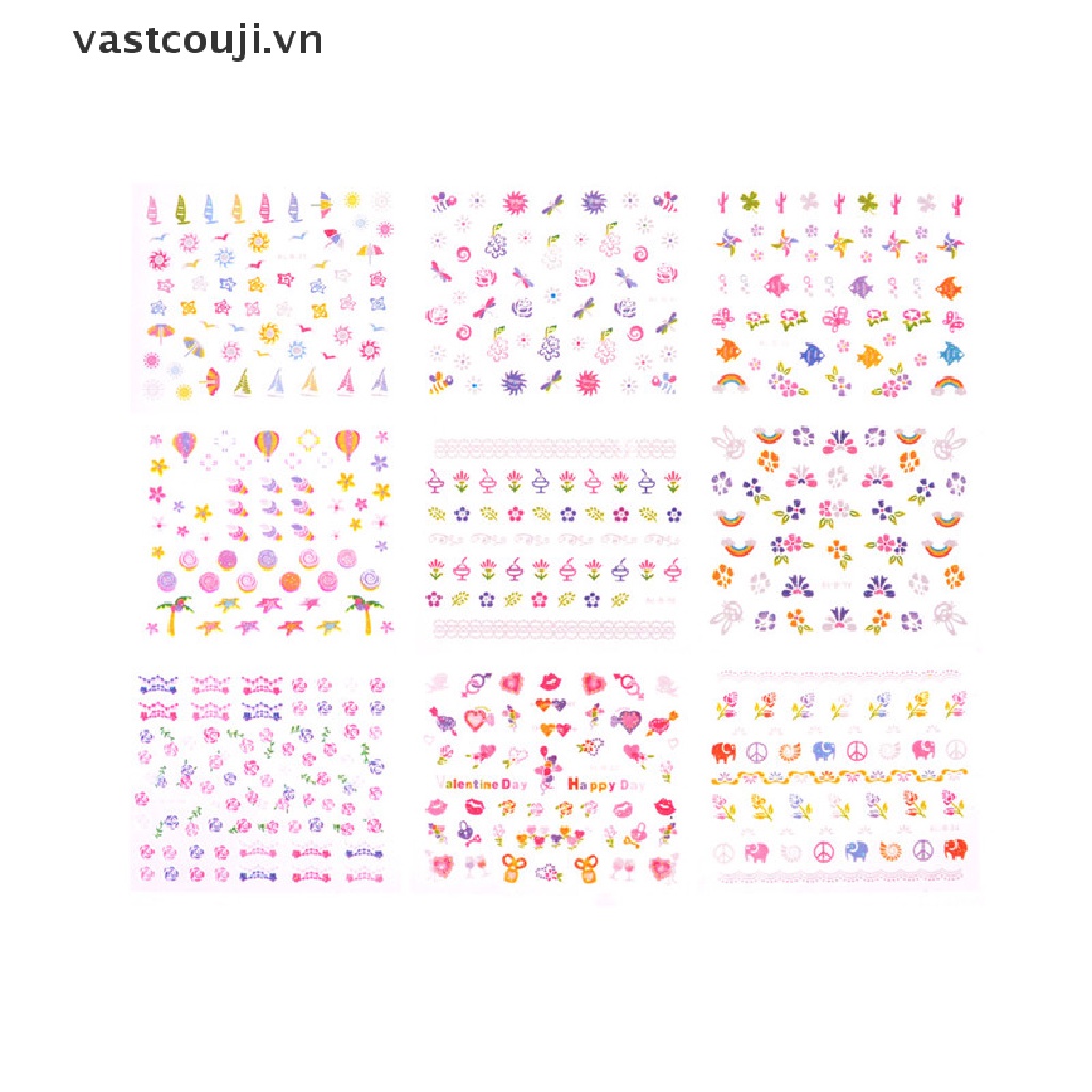 Bộ 5 Tấm Sticker Dán Móng Tay An Toàn Họa Tiết Hoạt Hình VASTJI Dành Cho Trẻ Em DIY Thời Trang