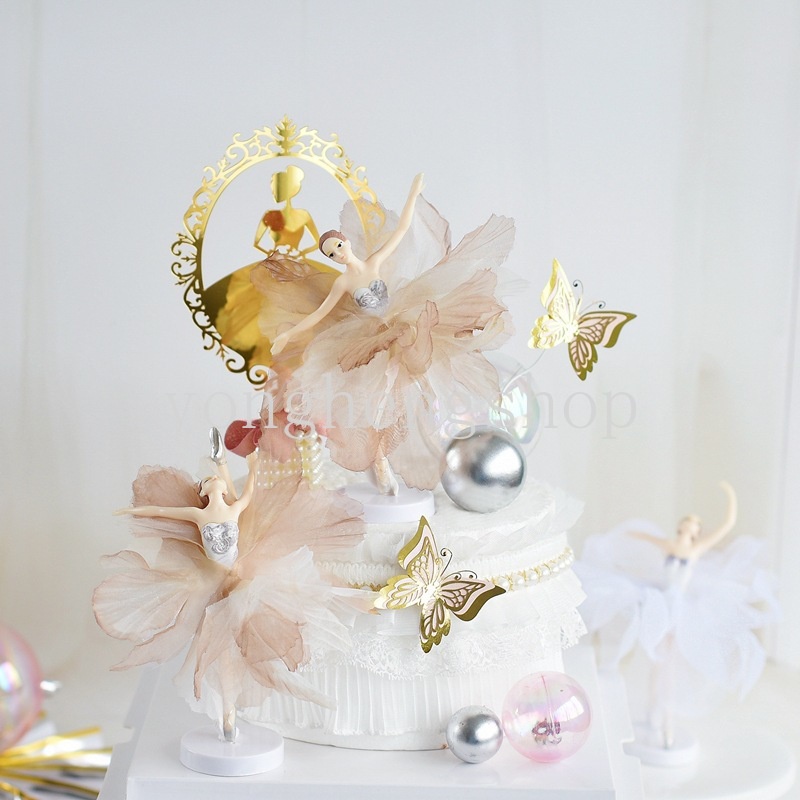 Set 3 Que Cắm Trang Trí Bánh Hình Cô Gái Múa Ballet Xinh Xắn