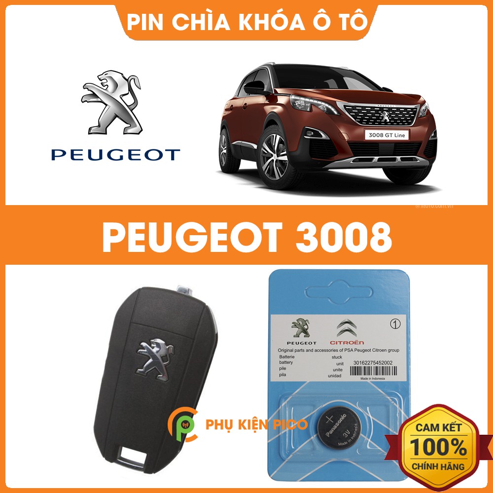 Pin chìa khóa ô tô Peugeot 3008 chính hãng Peugeot sản xuất tại Indonesia 3V