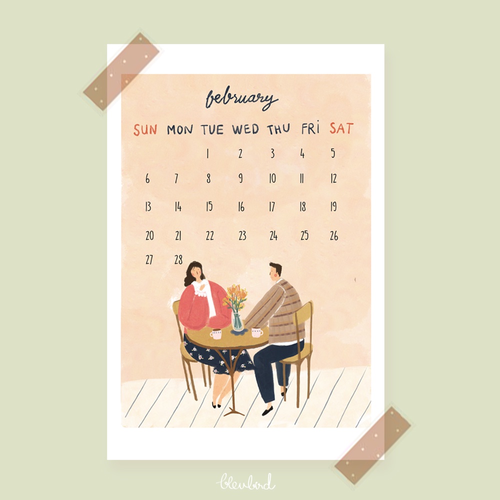 BLEUBIRD CALENDAR 2022 Bộ postcard lịch 2022 đặc biệt 12 tấm kích thước 10x15cm