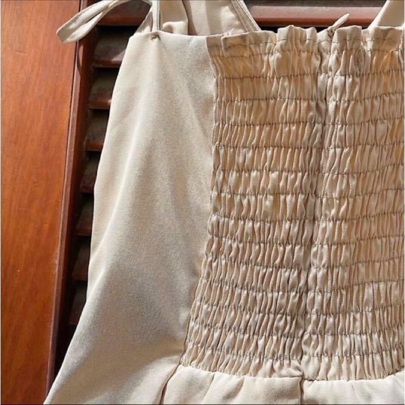 Đầm kiểu ngắn nữ cut eo hai dây đũi xoè tiểu thư - Order taobao quảng châu