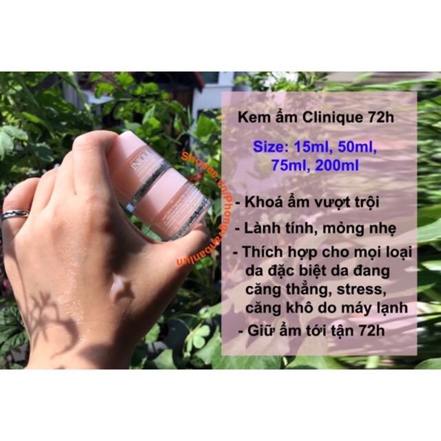 Dưỡng ẩm 72h Clinique mini hồng (ship ngẫu nhiên mẫu nhựa hoặc mẫu thuỷ tinh tuỳ kho hàng) | BigBuy360 - bigbuy360.vn