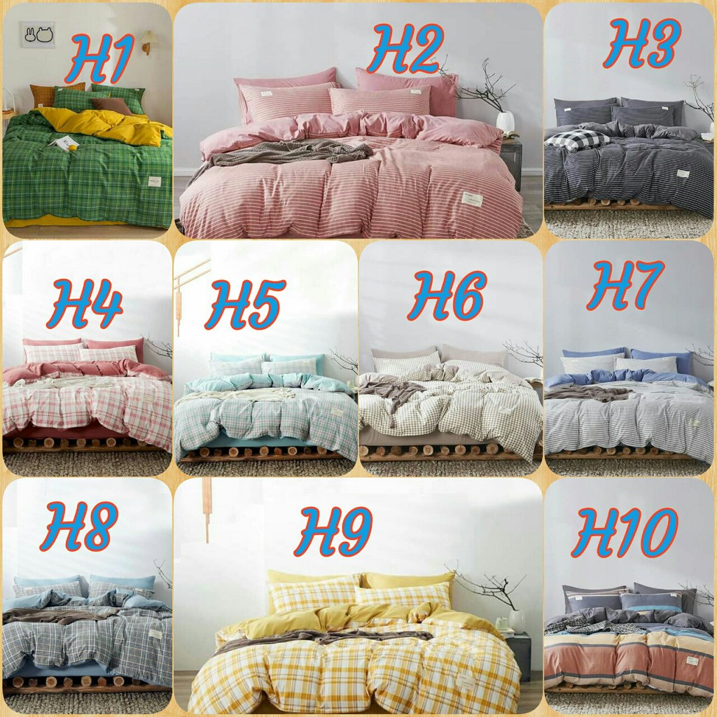 Bộ Vỏ chăn Ga Gối Cotton Tici sọc mẫu mới bổ sung( Cotton đũi cao cấp)