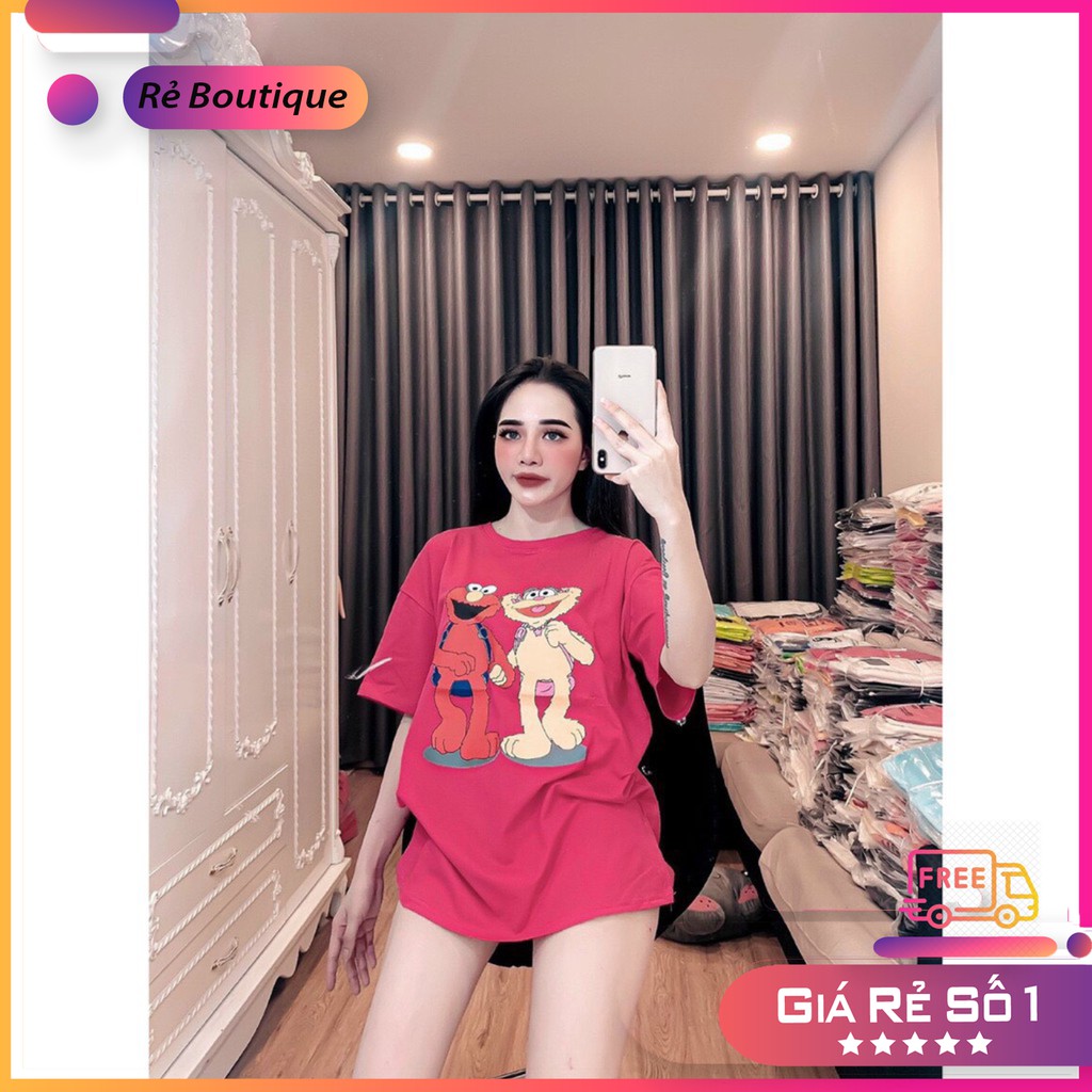 Áo phông nữ dáng rộng dấu quần in hình kute - Áo thun Unisex hoạt hình Rẻ Boutique