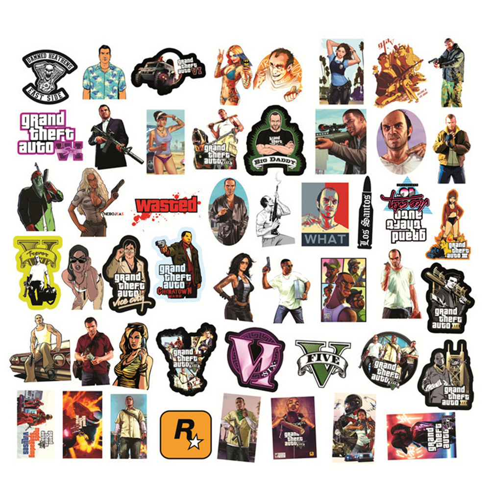 Bộ 50 sticker dán trang trí hình game GTA độc đáo