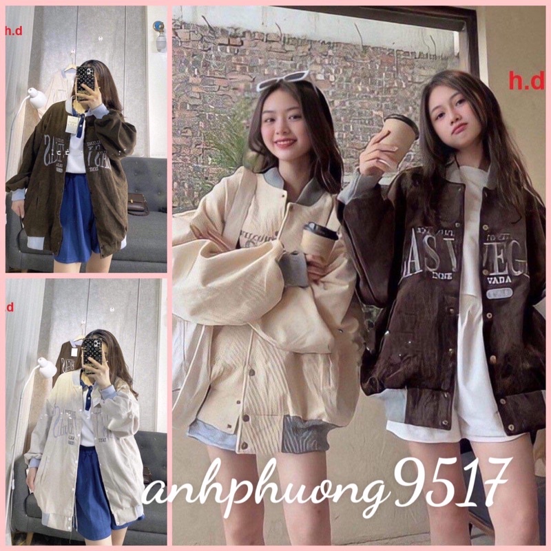Áo khoác bomber Nhung tăm Lasvegas Hàng loại 1 cá tính Trend 2022 phong cách Hàn QuốcÁo chống nắngÁo đôi Unisex