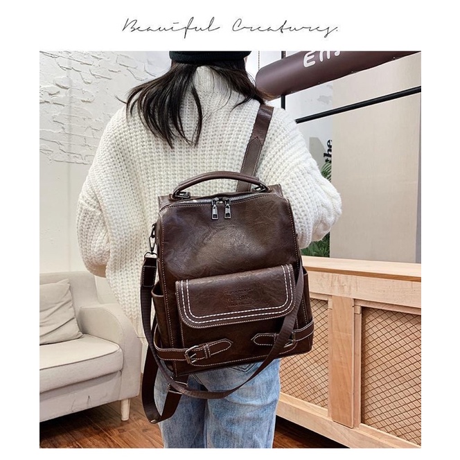 FREESHIP_BALO DA PU THỜI TRANG NỮ BALO HỌC SINH VINTAGE ĐỰNG VỪA A4 BLN44H186