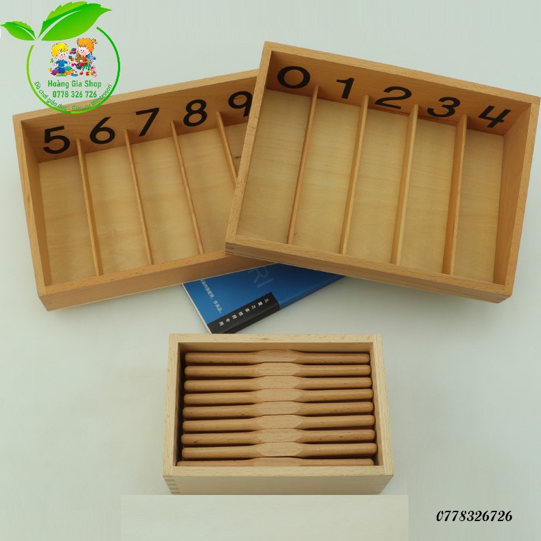 Hộp được đánh số với 45 que tính Montessori (Spindle Box With 45 Spindles)