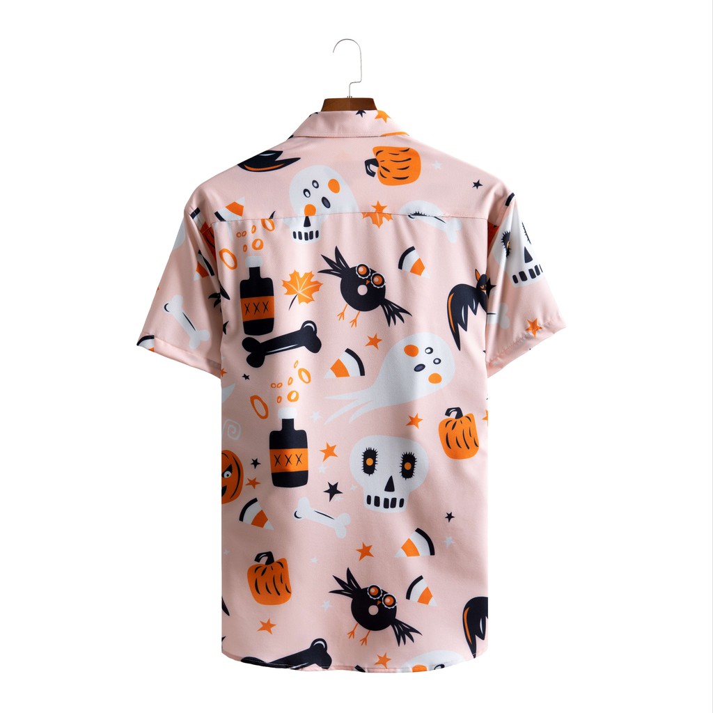 [Mã FAMALLT5 giảm 15% đơn 150K] Áo sơ mi nam ngắn tay vải lụa thiết kế hoạ tiết halloween hoạt hình - ZUMAN - ASM82 | BigBuy360 - bigbuy360.vn