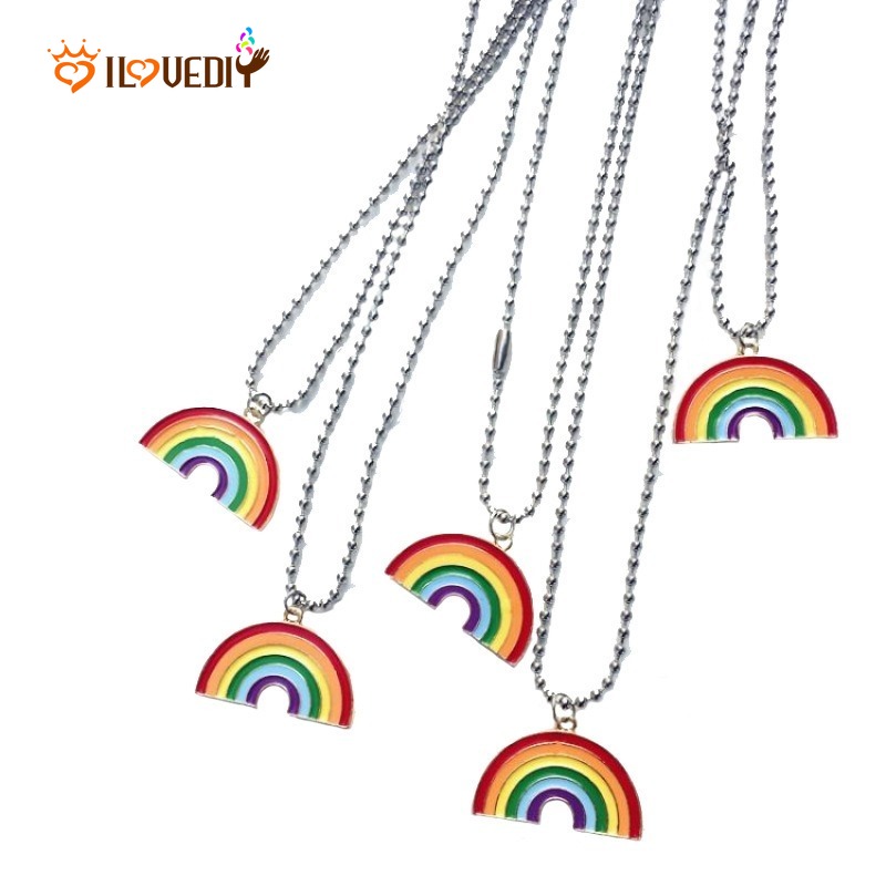 Dây Chuyền Kim Loại Mặt Cầu Vồng Thời Trang Cho Nữ