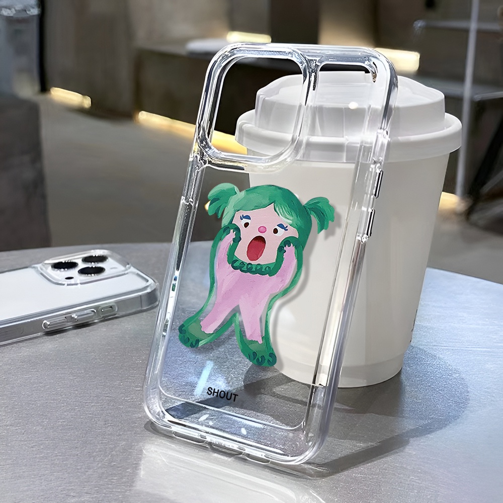 Ốp Điện Thoại Trong Suốt Hình Cô Gái Không Gian Vui Nhộn Cho iphone 14ProMax 14Plus 13 11 12 7Plus X XR XS Max