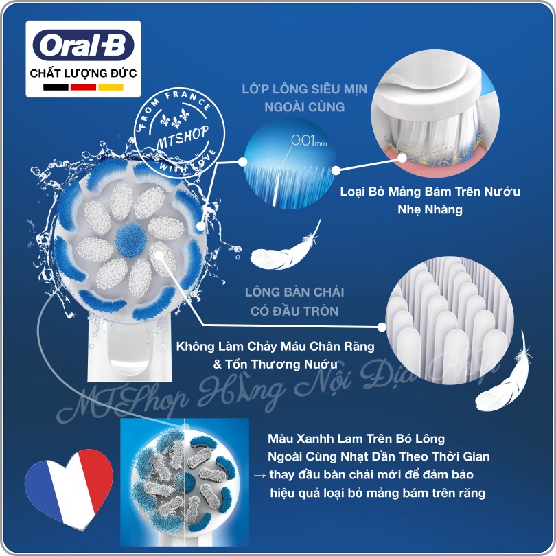 Bàn Chải Điện Oral-B Pro 700, Làm Sạch Sâu, Bảo Vệ Nướu, Cảm Biến Áp Lực, Chống Nước