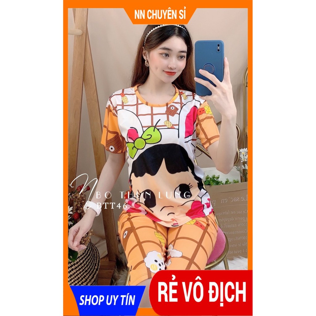 Đồ bộ mặc nhà ⚡ Đồ bộ nữ ⚡ Đồ bộ thun mềm mịn mát in hoạt hình dễ thương BTT45⚡ Ảnh thật