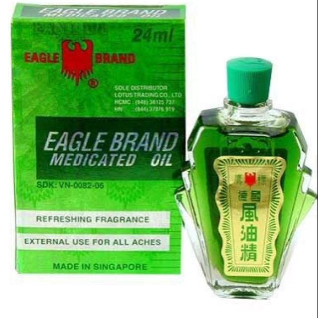 DẦU GIÓ XANH EAGLE BRAND MEDICATED OIL CHAI 24ml SINGAPORE