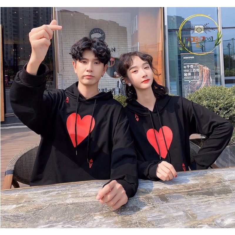 ❤️Áo đôi hoodie in tim ❤️ cho cặp đôi đi chơi, chụp ảnh đẹp (có ảnh thật)