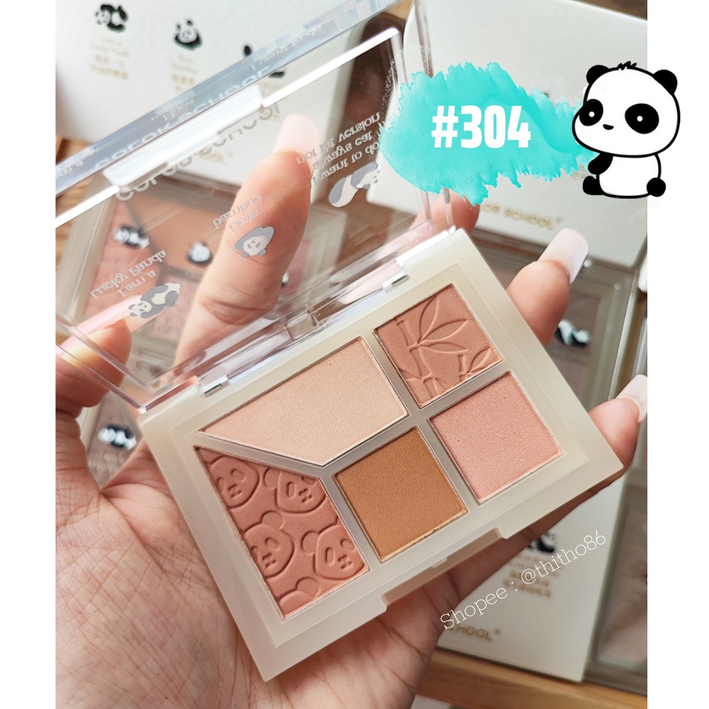Bảng Phấn Mắt 5 Ô Gấu Panda COLOR SCHOOL Love Bamboo CS033