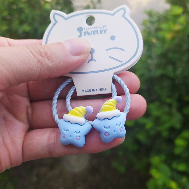 Set 2 Dây Cột Tóc Co Giãn Hình Cầu Vồng / Mặt Trời Dễ Thương Cho Bé Gái