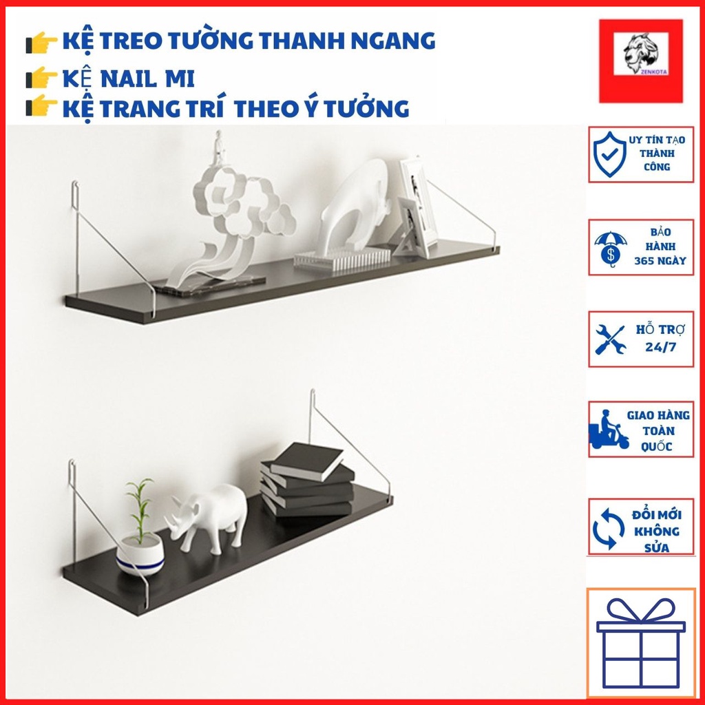 Thanh Ngang Decor Kệ Treo Tường Trang Trí Thông Minh Không Cần Khoan Tường Tặng Bộ Phụ Kiện Móc INOX Cao Cấp [Gía Xưởng]