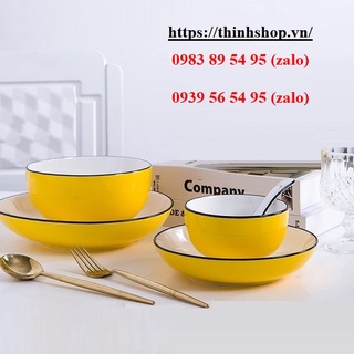 Bộ chén tô dĩa sứ vàng - bộ chén tô dĩa sứ