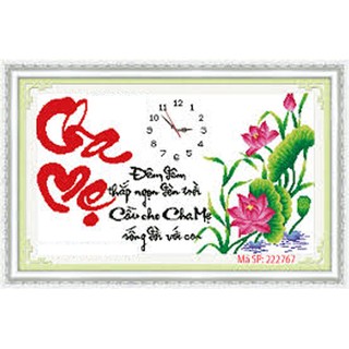 Tranh thêu đồng hồ cha mẹ 222767