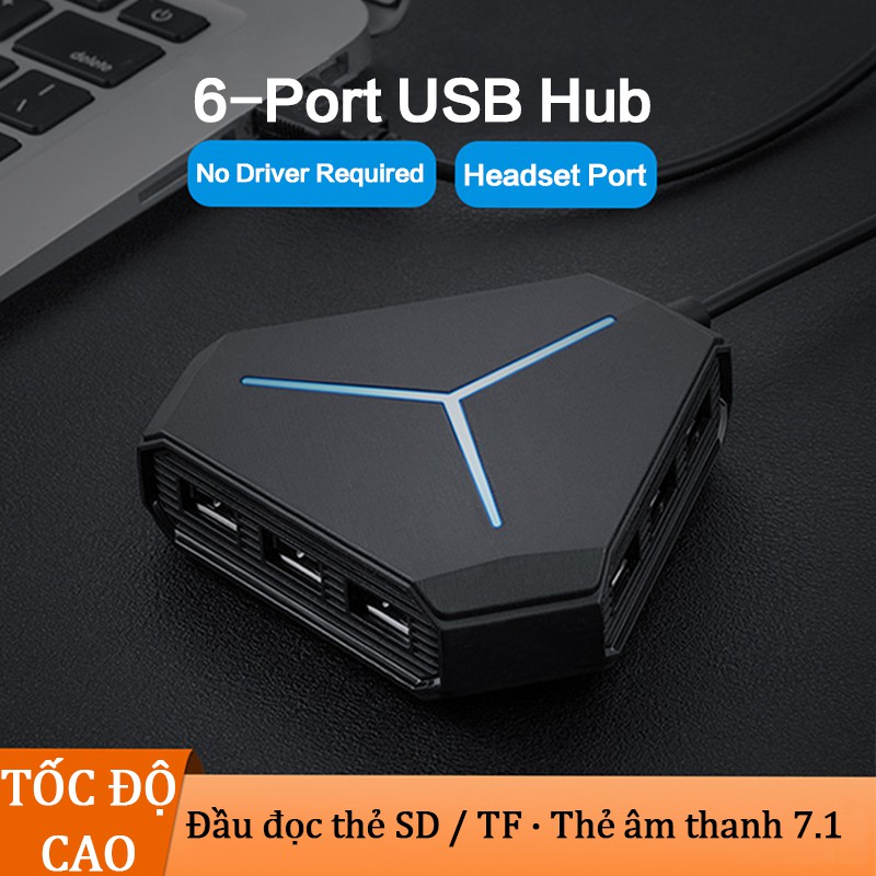 Cổng USB 6 đầu kết nối đa năng cho thiết bị Mac PC/ máy tính xách tay/ máy tính để bàn | BigBuy360 - bigbuy360.vn