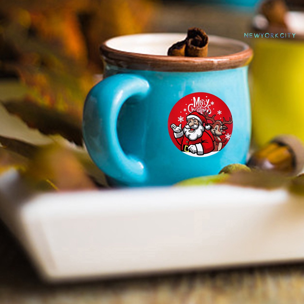 Cuộn 500 Nhãn Dán Trang Trí Giáng Sinh Tự Dính Bằng Giấy Kraft In Chữ Tiếng Anh Dễ Thương