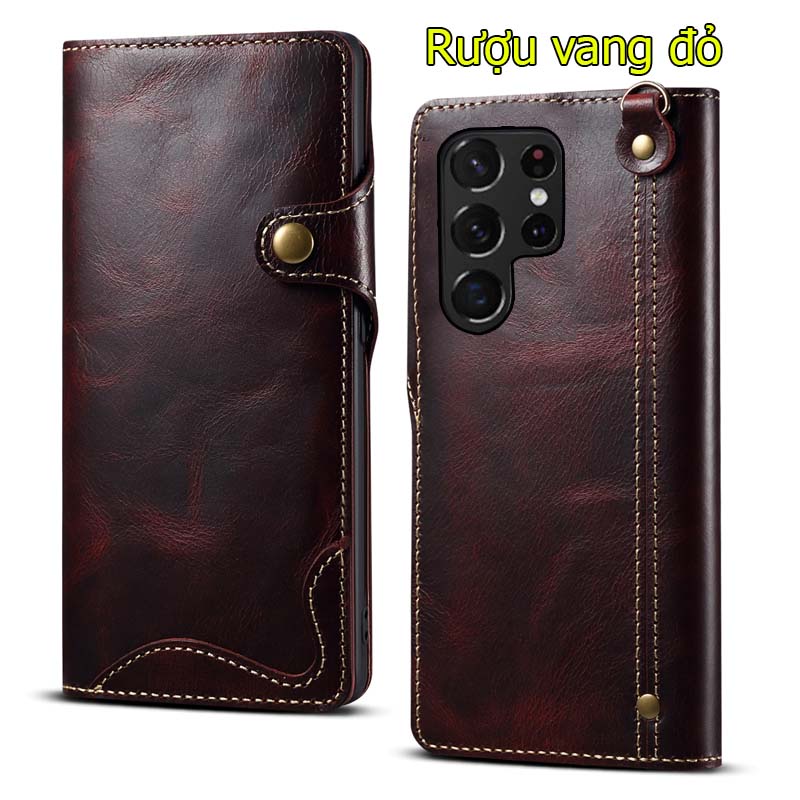 bao da samsung S22 Ultra 5G/ s21 ultra / note 10+ da bò dạng ví cao cấp