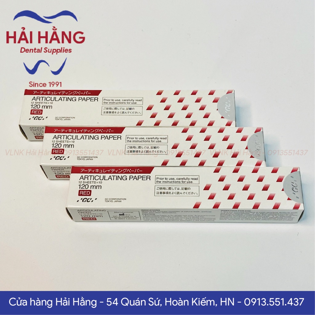 Giấy thử cắn xanh , đỏ GC chính hãng - Giấy cắn nha khoa