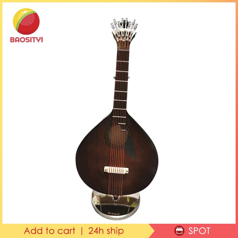 [Baosity1] Mô Hình Đàn Ghita Bằng Gỗ Có Giá Đỡ Trang Trí Sinh Nhật Màu Nâu