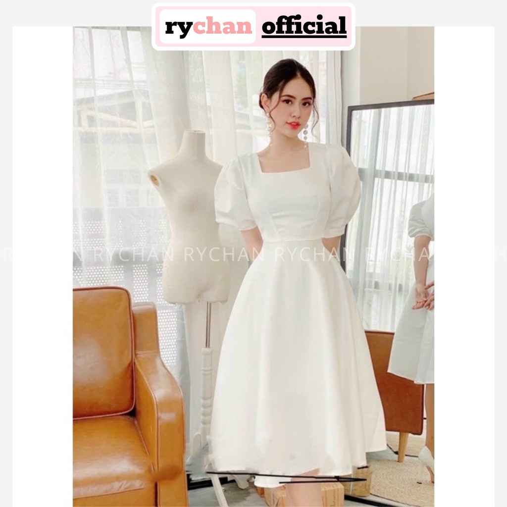 Đầm Trắng Dự Tiệc Cưới Cổ Vuông Tay Phồng Dáng Dài Xòe Cực Sang Chảnh Của Năm [ẢNH THẬT CUỐI] - DX9821
