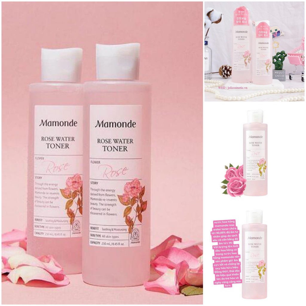 (Mẫu mới 2020) Nước Hoa Hồng Dưỡng Ẩm Mamonde Rose Water Toner 250ml