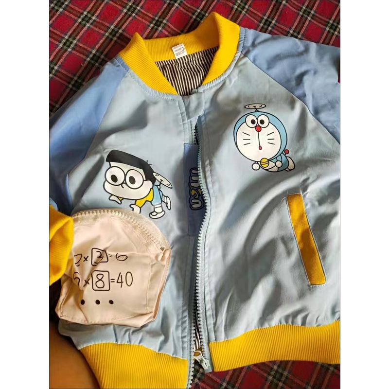 Áo khoác xanh hoạ tiết Doraemon 2 mặt cho bé trai & bé gái  N00905
