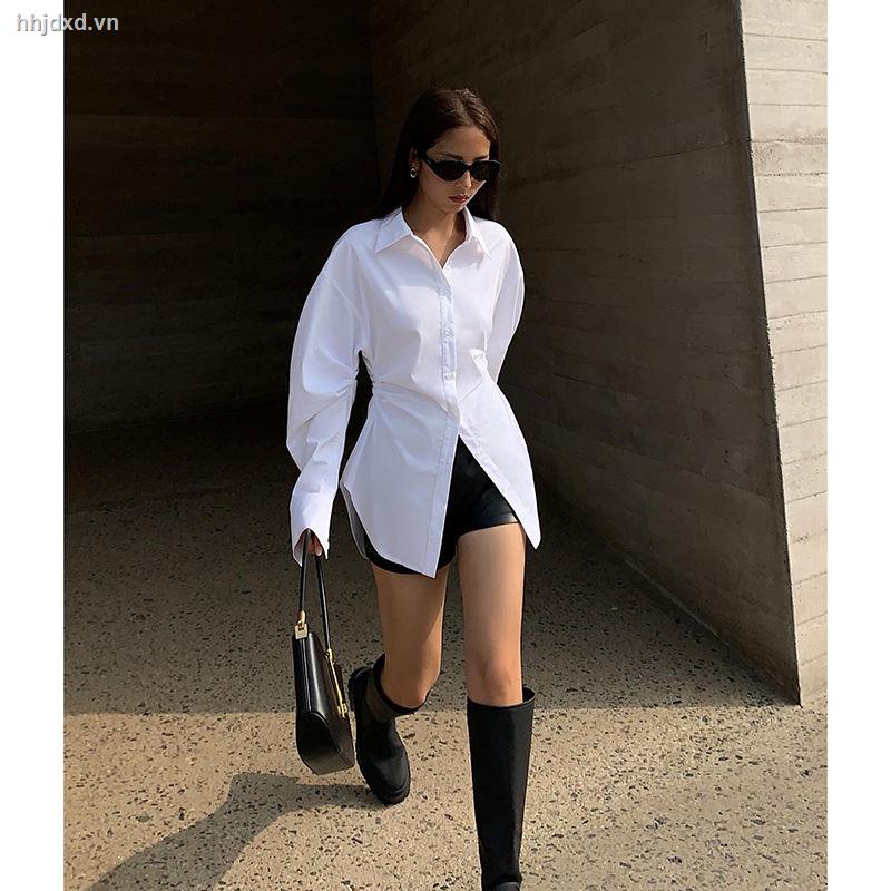 Áo sơ mi tay dài dáng ôm phong cách xuân thu cho nữ