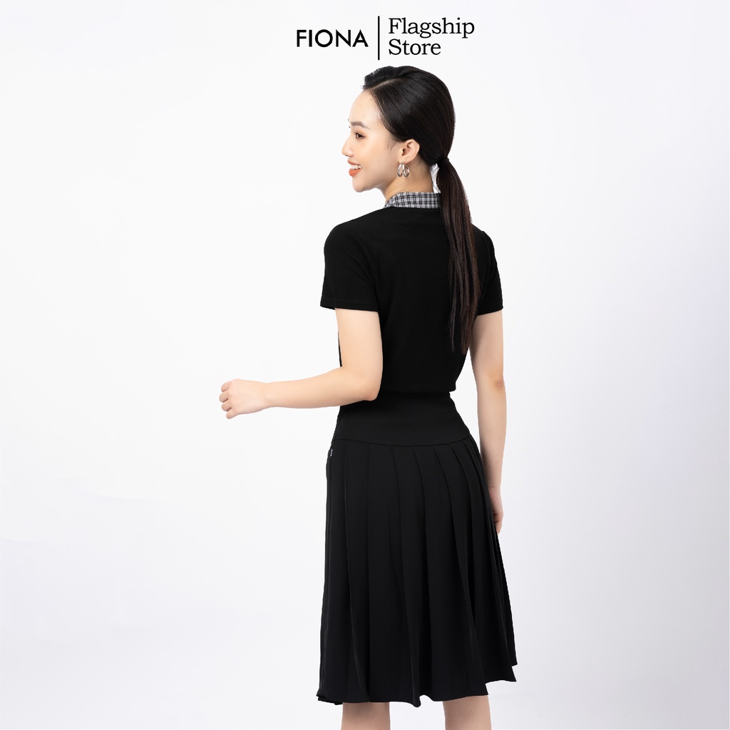 Chân váy xếp ly dài qua gối FIONA, chân váy công sở đẹp cạp trang trí mặt đai F251171