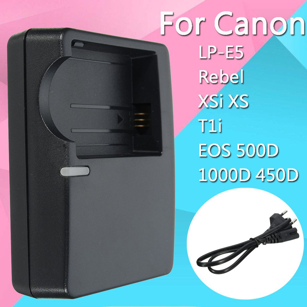 Bộ sạc pin cho camera Canon Lp-E5 Rebel Xsi Xs T1I Eos 500D 1000D 450D