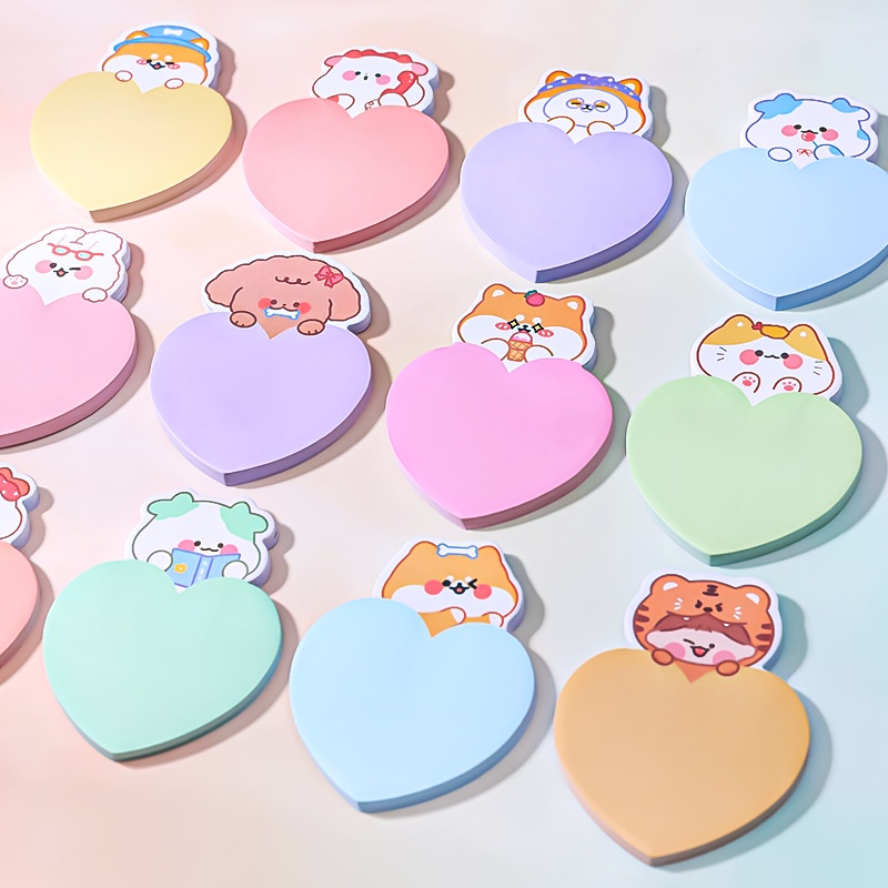 Giấy Note 30 Tờ Hình Trái Tim - Gấu, Giấy Ghi Chú Cute