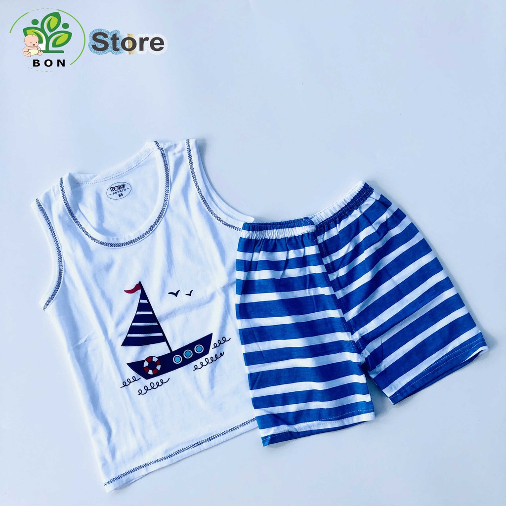 Set Bộ Ba Lỗ Quần Áo Trẻ Em Mùa Hè Cao Cấp Cotton Mềm Mát Thấm Hút Mồ Hôi Cho Bé Trai Bon Store từ 10 đến 28kg GH20