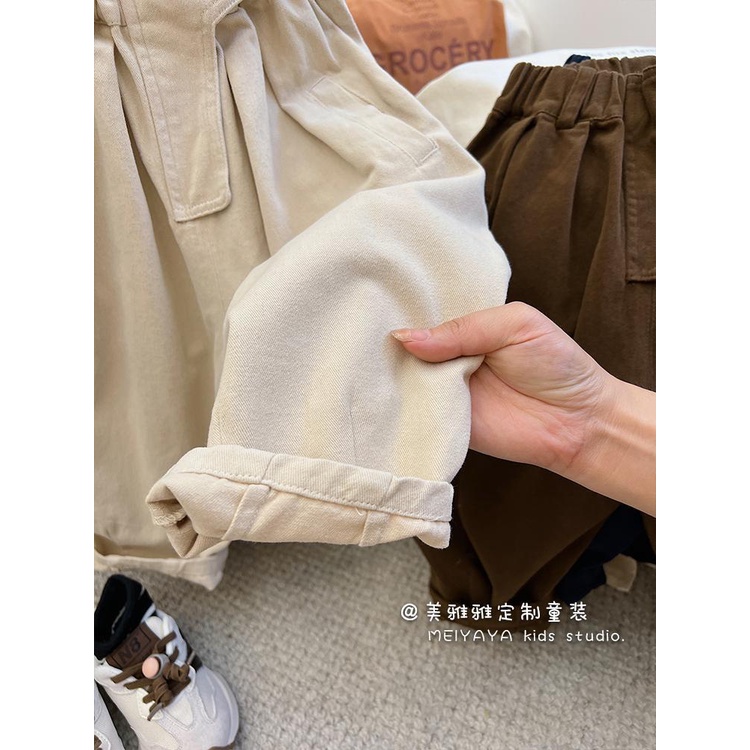 Quần Dài Cotton Dáng Rộng Phong Cách Hàn Quốc Nhật Bản Mới 2022 Cho Bé Trai