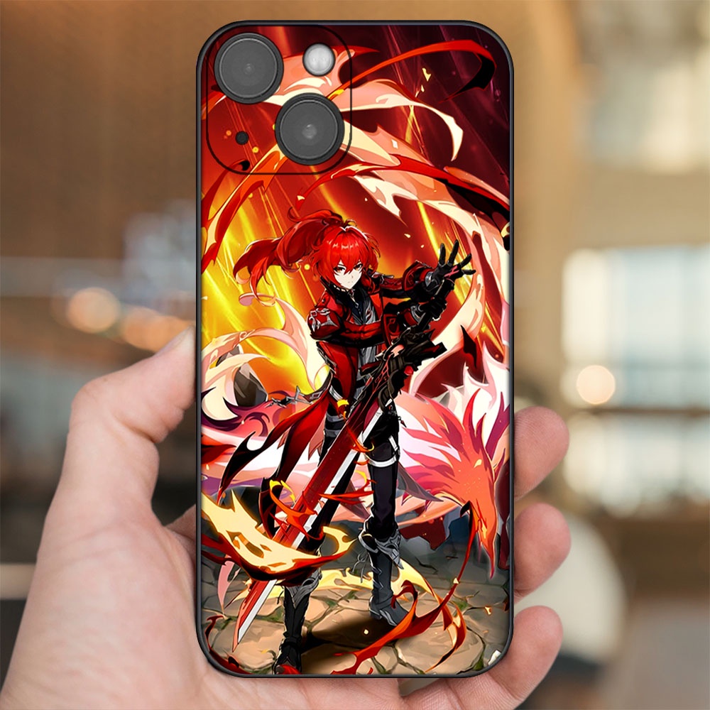 Ốp lưng iPhone 13 dẻo đen cạnh vuông in hình Diluc Genshin Impact
