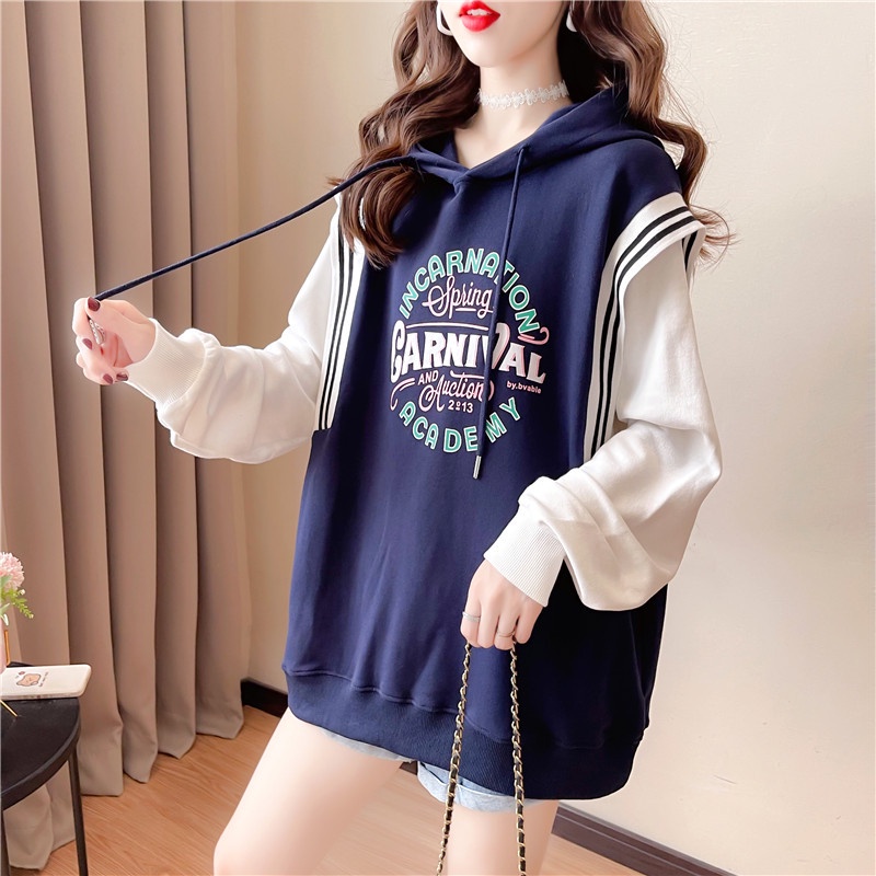 Áo hoodie mỏng giả hai lớp IELGY phong cách trẻ trung thời trang cho nữ