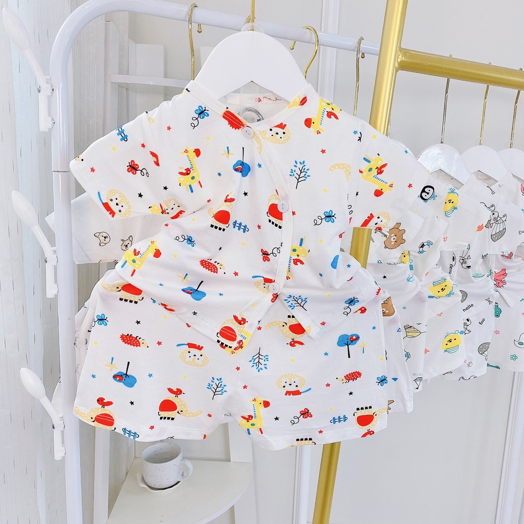 Bộ cộc tay cho bé Đồ sơ sinh bé gái Đồ sơ sinh bé trai Bộ minky mom cho bé