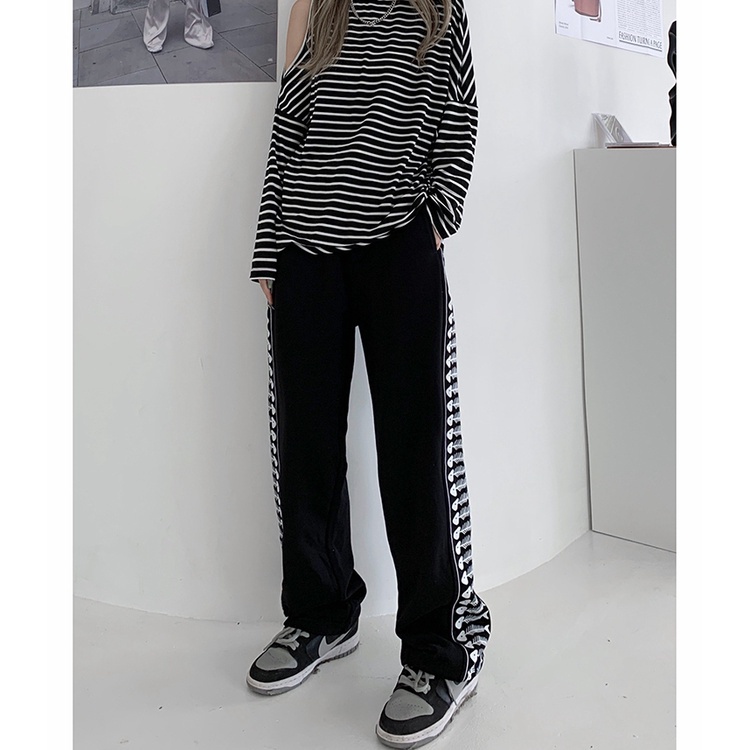 Quần dài thể thao ống rộng thời trang Hàn Quốc