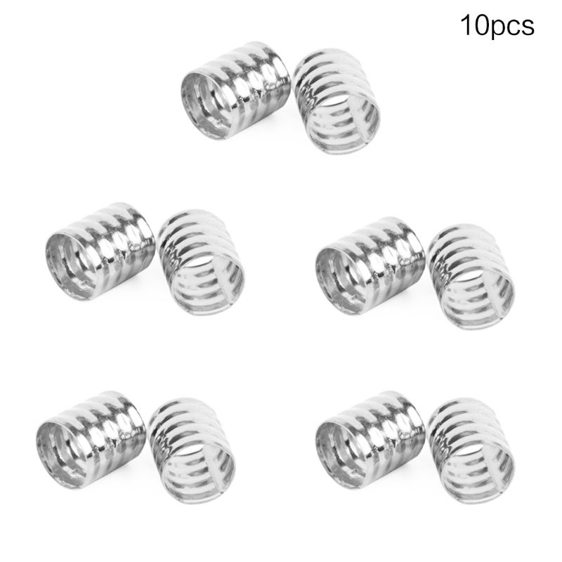 Set 10 Lò Xo Nối Tóc Dreadlock Màu Vàng / Bạc Thời Trang Có Thể Điều Chỉnh