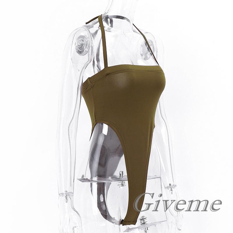 Bộ Áo Liền Quần Cổ Yếm Màu Trơn Thời Trang Dành Cho Nữ