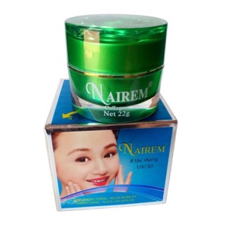 Kem dưỡng trắng - Ngừa nhăn da - Chống nắng - Ngừa lão hóa da Nairem 22g (Xanh)