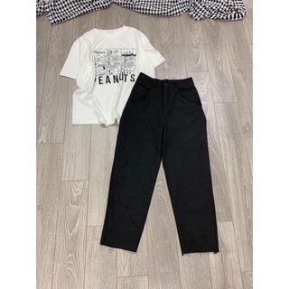 Set quần kaki đen áo trắng
